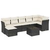 vidaXL 8 pcs conjunto sof&aacute;s de jardim com almofad&otilde;es vime PE preto