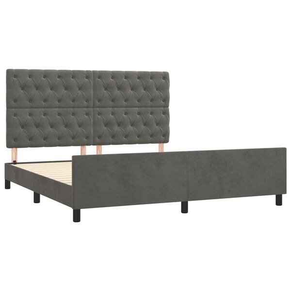 vidaXL Estrutura de cama sem colch&atilde;o 160x200 cm veludo cinzento-escuro