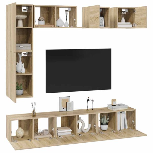 vidaXL 8 pcs conjunto m&oacute;veis de TV derivados madeira carvalho sonoma