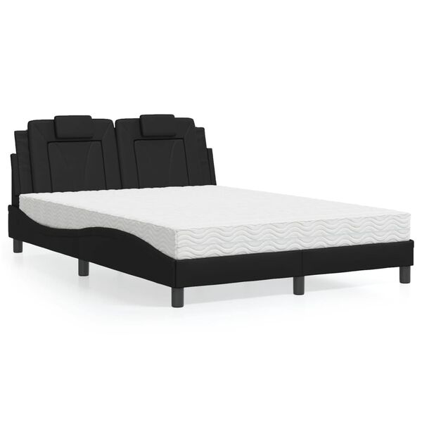 vidaXL Cama Viana com colch&atilde;o 120x200 cm couro artificial preto