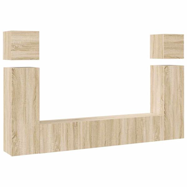 vidaXL 8pcs conjunto de m&oacute;veis de TV derivados madeira carvalho sonoma