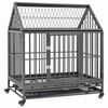 vidaXL Jaula para c&atilde;es com rodas e telhado a&ccedil;o 92x62x106 cm