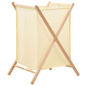 vidaXL Cesto para roupa suja madeira de cedro e tecido bege 42x41x64cm