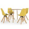 vidaXL Conjunto de jantar 5 pe&ccedil;as 80x80 cm preto e amarelo