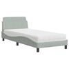 vidaXL Cama com colch&atilde;o Dover 80x200 cm veludo cinzento-claro