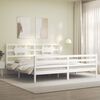 vidaXL Estrutura de cama com cabeceira 200x200cm madeira maci&ccedil;a branco