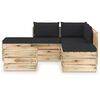 vidaXL 6 pcs conj. lounge jardim c/ almofad&otilde;es madeira impreg. verde