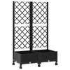 vidaXL Vaso de Jardim com Treli&ccedil;a e Rodas Preto 80 x 40 x 131,5 cm PP