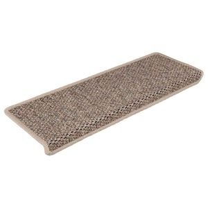 vidaXL Tapetes escada adesivos aspeto sisal 15pcs 65x21x4 bege-escuro