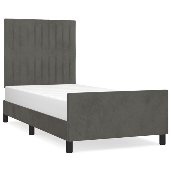 vidaXL Estrutura de cama sem colch&atilde;o 90x200 cm veludo cinzento-escuro