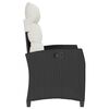 vidaXL Cadeira de jardim reclinável com mesa de apoio vime PE preto