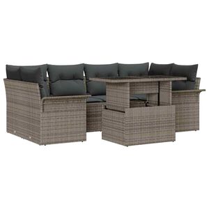 vidaXL Conjunto de Sof&aacute; de Jardim com almofada 7 pcs Cinzeto