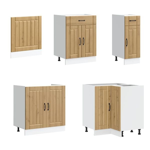 vidaXL 11 pe&ccedil;as arm&aacute;rio de cozinha conjunto Lucca carvalho artesanal