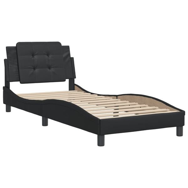 vidaXL Estrutura de cama sem colch&atilde;o Zadar 90x190 cm couro artificial preto