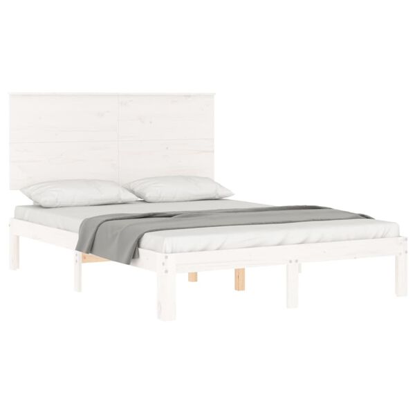 vidaXL Cama sem colch&atilde;o 140x200 cm madeira de pinho maci&ccedil;a branco