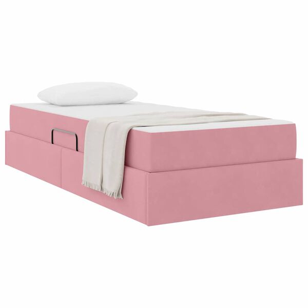 vidaXL Cama com arruma&ccedil;&atilde;o e colch&atilde;o Rosa 100 x 200 cm Veludo