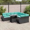 vidaXL 9 pcs conjunto sof&aacute;s p/ jardim almofad&otilde;es vime PE/ac&aacute;cia preto