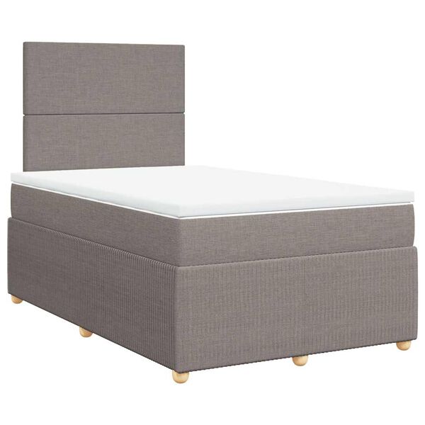 vidaXL Cama boxspring c/ colch&atilde;o 120x190cm tecido castanho-acinzentado