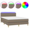 vidaXL Cama box spring colch&atilde;o/LED 140x190cm tecido cinza-acastanhado
