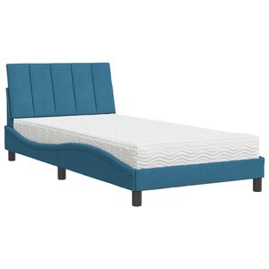 vidaXL Cama com colch&atilde;o Hanko 100x200 cm veludo azul