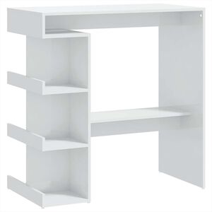 vidaXL Mesa de bar c/ prateleiras 100x50x101,5 cm branco brilhante