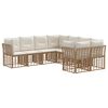 vidaXL Conjunto de Sof&aacute;s para Exterior 8 pcs Natural e Branco Creme