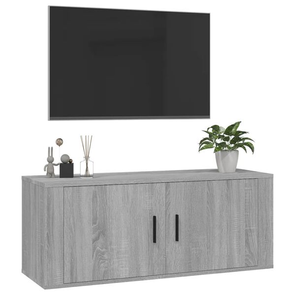 vidaXL M&oacute;vel de TV de parede 100x34,5x40 cm cinzento sonoma