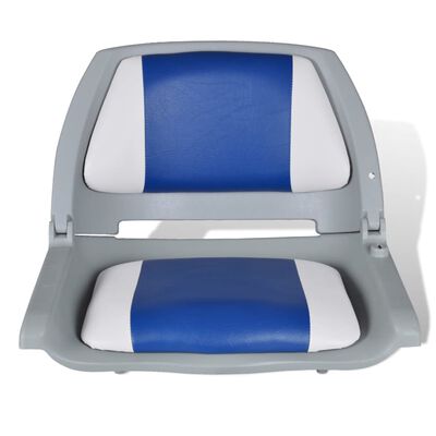 vidaXL Assentos barco 2 pcs encosto dobrável azul/branco 41x51x48 cm