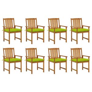 vidaXL Cadeiras de jardim com almofad&otilde;es 8 pcs ac&aacute;cia maci&ccedil;a