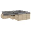 vidaXL 11 pcs conjunto sof&aacute;s de jardim c/ almofad&otilde;es vime PE bege
