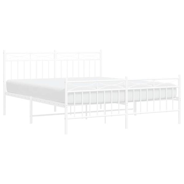 vidaXL Estrutura de cama com cabeceira e p&eacute;s 150x200 cm metal branco