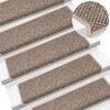 vidaXL Tapetes escada adesivos aspeto sisal 30pcs 65x21x4 bege-escuro