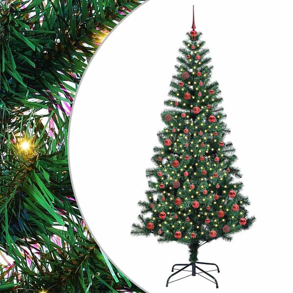 vidaXL Árvore de Natal Artificial Pré-iluminada Verde 210 cm