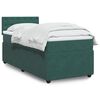 vidaXL Cama com molas/colchão 90x200 cm veludo verde-escuro