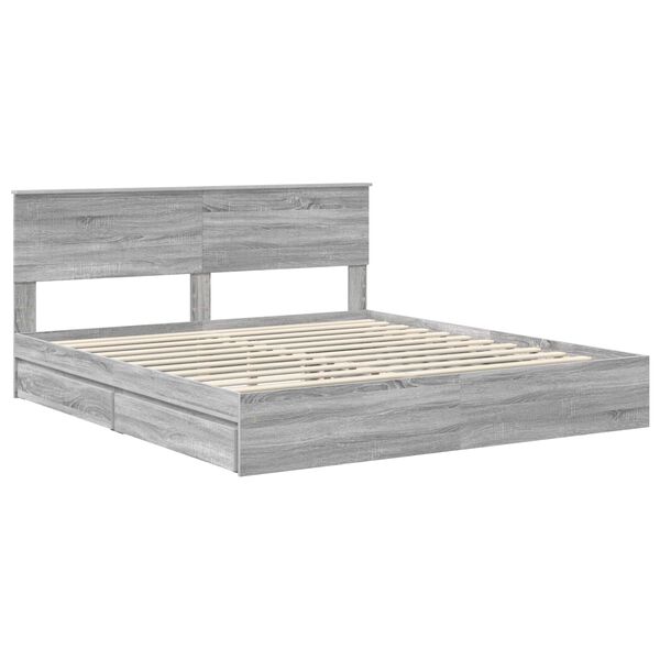 vidaXL Cama com Armazenamento com cabeceira Cinza Sonoma 180 x 200 cm