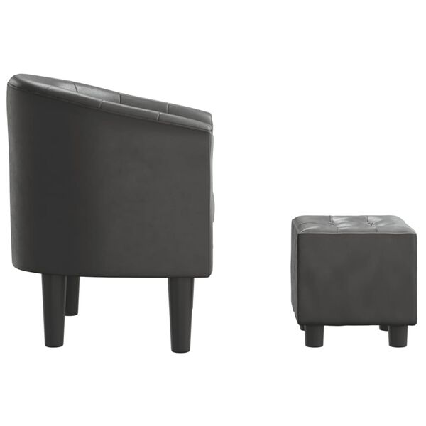 vidaXL Poltrona com apoio de p&eacute;s couro artificial cinzento