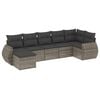 vidaXL 7 pcs conjunto sof&aacute;s p/ jardim c/ almofad&otilde;es vime PE cinzento