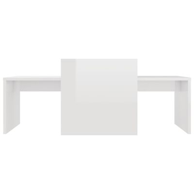 vidaXL Conjunto mesas centro 100x48x40cm contrapla. branco brilhante