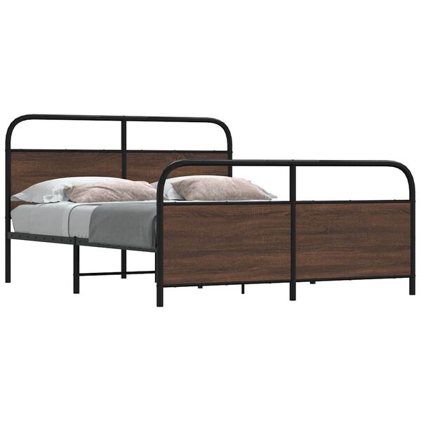 vidaXL Estrutura cama sem colch&atilde;o 150x200cm metal carvalho castanho
