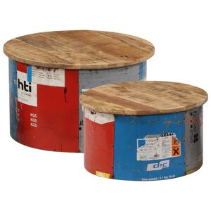 vidaXL Mesas de centro 2 pcs madeira mangueira maci&ccedil;a
