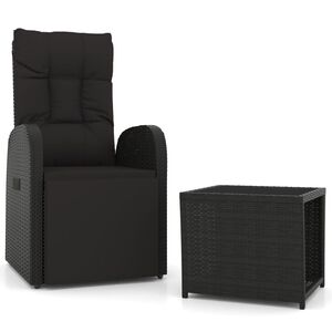 vidaXL 2 pcs conjunto lounge para jardim vime PE e a&ccedil;o preto