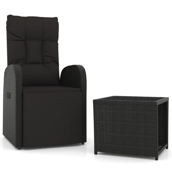 vidaXL 2 pcs conjunto lounge para jardim vime PE e aço preto