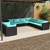 vidaXL 9 pcs conjunto lounge de jardim c/ almofad&otilde;es vime PE preto