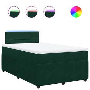 vidaXL Cama boxspring com colch&atilde;o 120x190 cm veludo verde-escuro