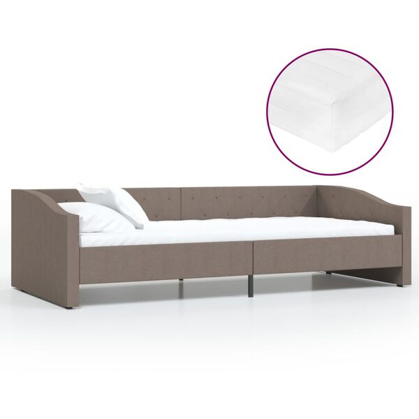 vidaXL Sof&aacute;-cama c/ colch&atilde;o e USB 90x200 cm tecido cinza-acastanhado