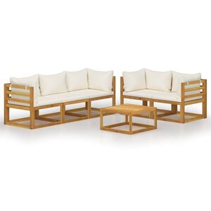vidaXL 6 pcs conjunto lounge jardim c/ almofad&otilde;es ac&aacute;cia maci&ccedil;a creme
