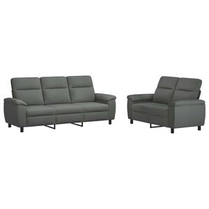 vidaXL Conjunto de Sof&aacute;s 2 pcs Cinzento-Escuro Tecido