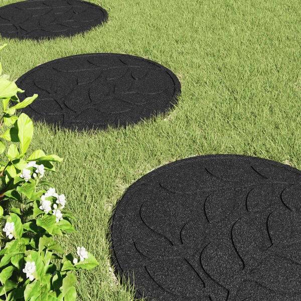 vidaXL Pedra Passo 6 pcs Preto &Oslash; 44 x 2 cm Borracha