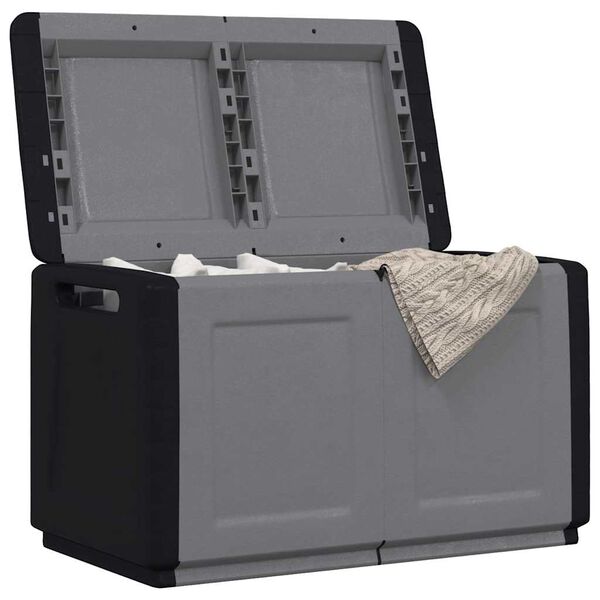 vidaXL Caixa arruma&ccedil;&atilde;o p/ jardim 96x53x57 cm 230L cinza-escuro e preto