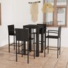 vidaXL 5 pcs conjunto de bar exterior c/ apoio de bra&ccedil;os vime PE preto